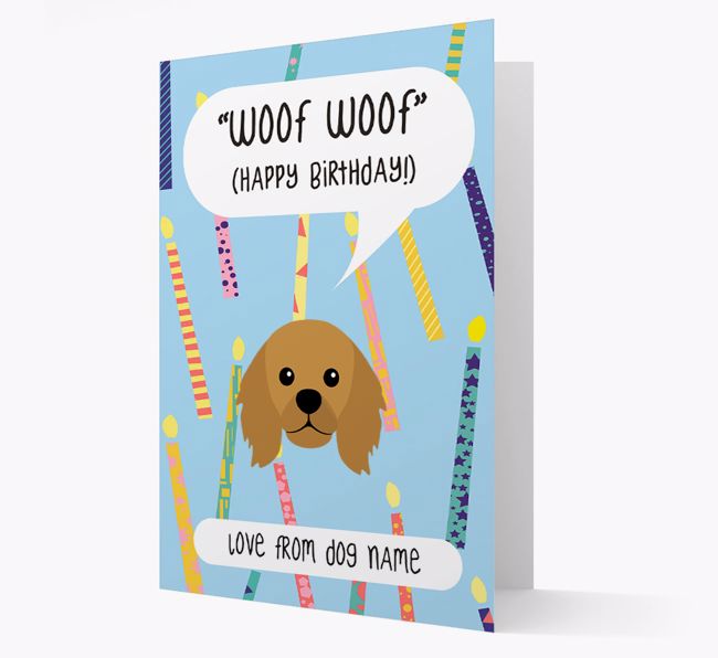 Personalized 'Woof Woof' Birthday Card with {breedFullName} Icon